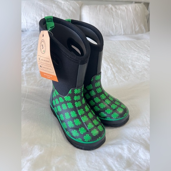 Bogs Other - Bogs 4-H | Youth SZ 13 | Outdoor Boots Rain Waterproof Flexible Black Green NWT